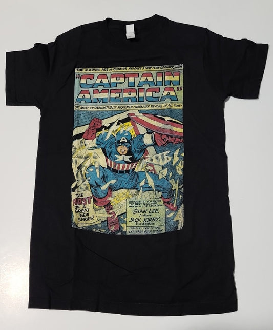 Captain America "1st Relaunch" Kirby Comic Cover Mens T-Shirt-Available Sm to 3x