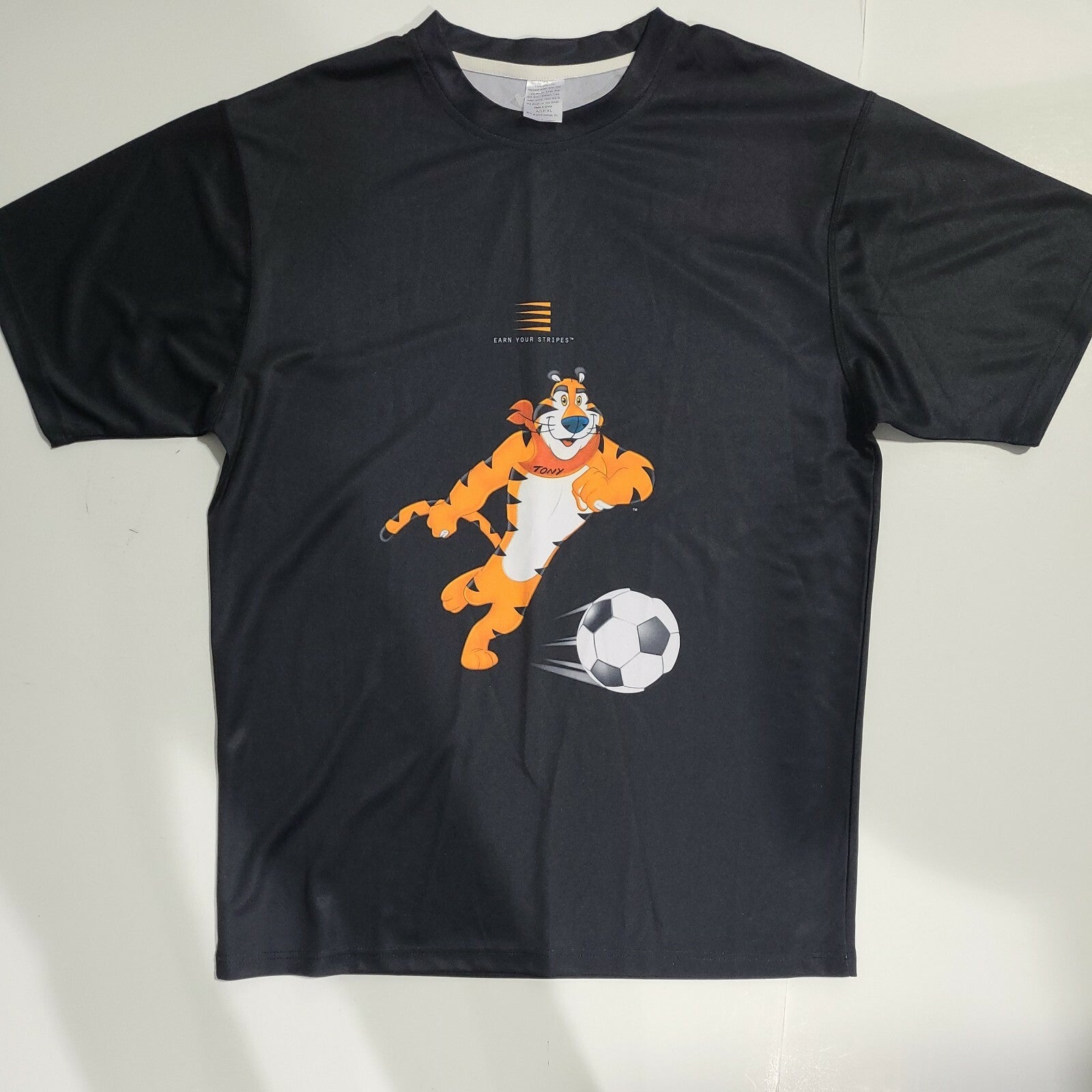 Kellogg, Tony the Tiger "Earn Your Stripes" 2008 Mens xL Soccer Jersey/T-shirt