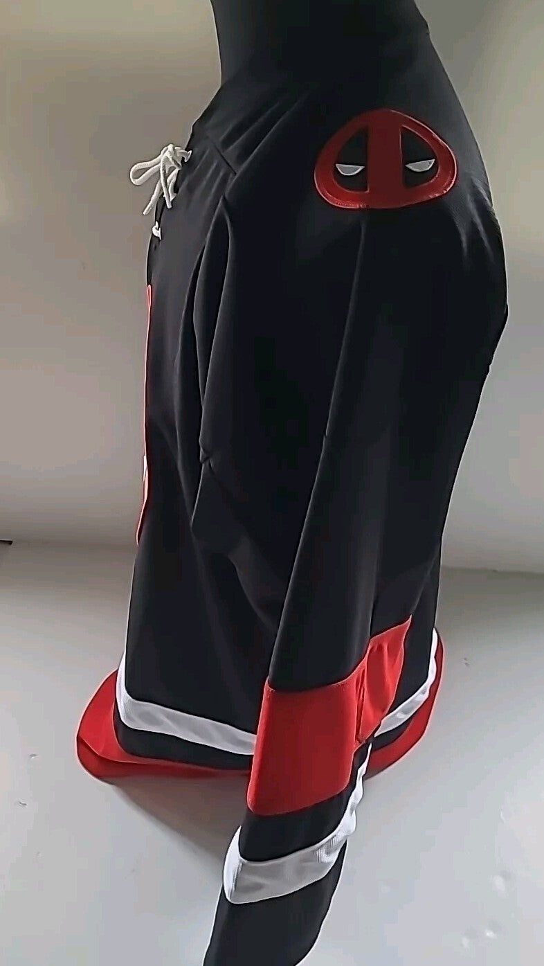 Marvel Deadpool Logo Pro Model Mens Hockey Jersey -Available sm to 3x New
