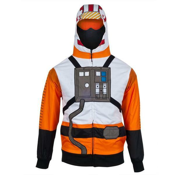 Star Wars X-Wing Fighter Pilot Adult Unisex Costume Hoodie with Visor -Sm to 2x