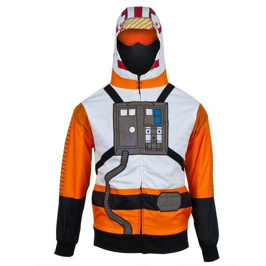 Star Wars X-Wing Fighter Pilot Adult Unisex Costume Hoodie with Visor -Sm to 2x