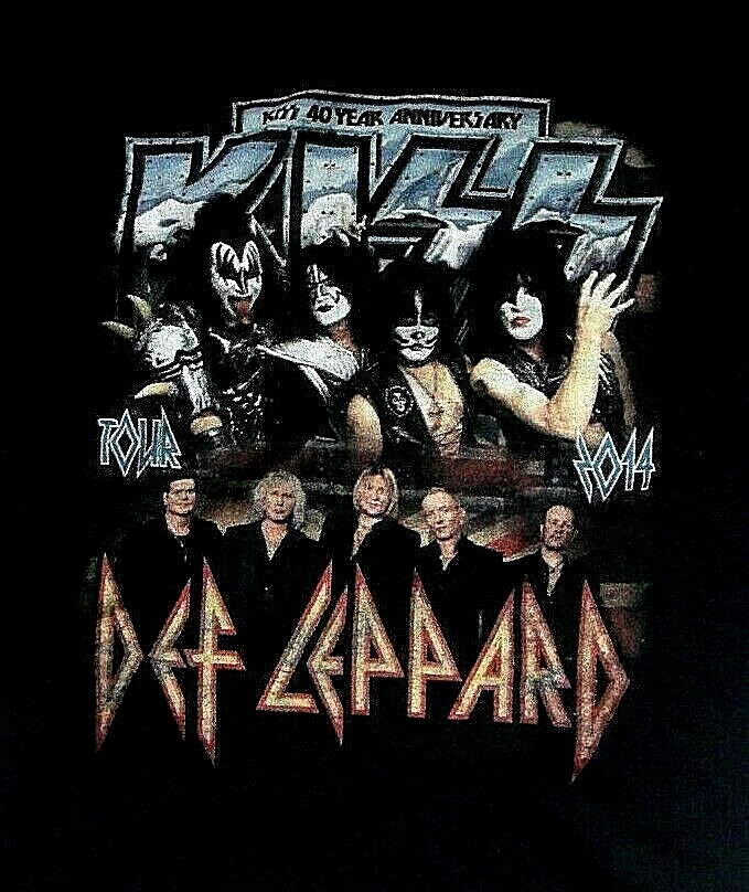 Kiss & Def Leopard 40th Anniversary 2014 Tour Double Sided Mens Medium T-Shirt