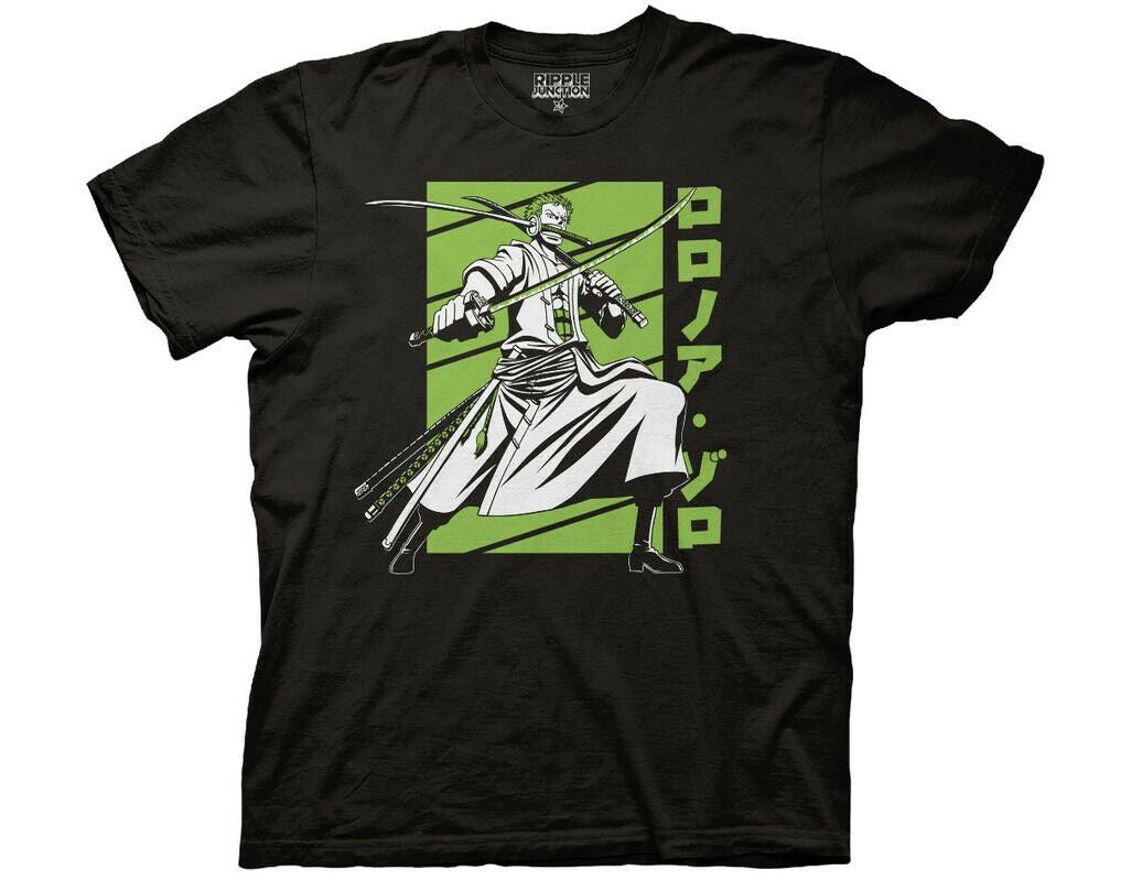 ONE PIECE "ZORO WHITE AND GREEN" Mens Unisex T-Shirt-Available Sm to 2x