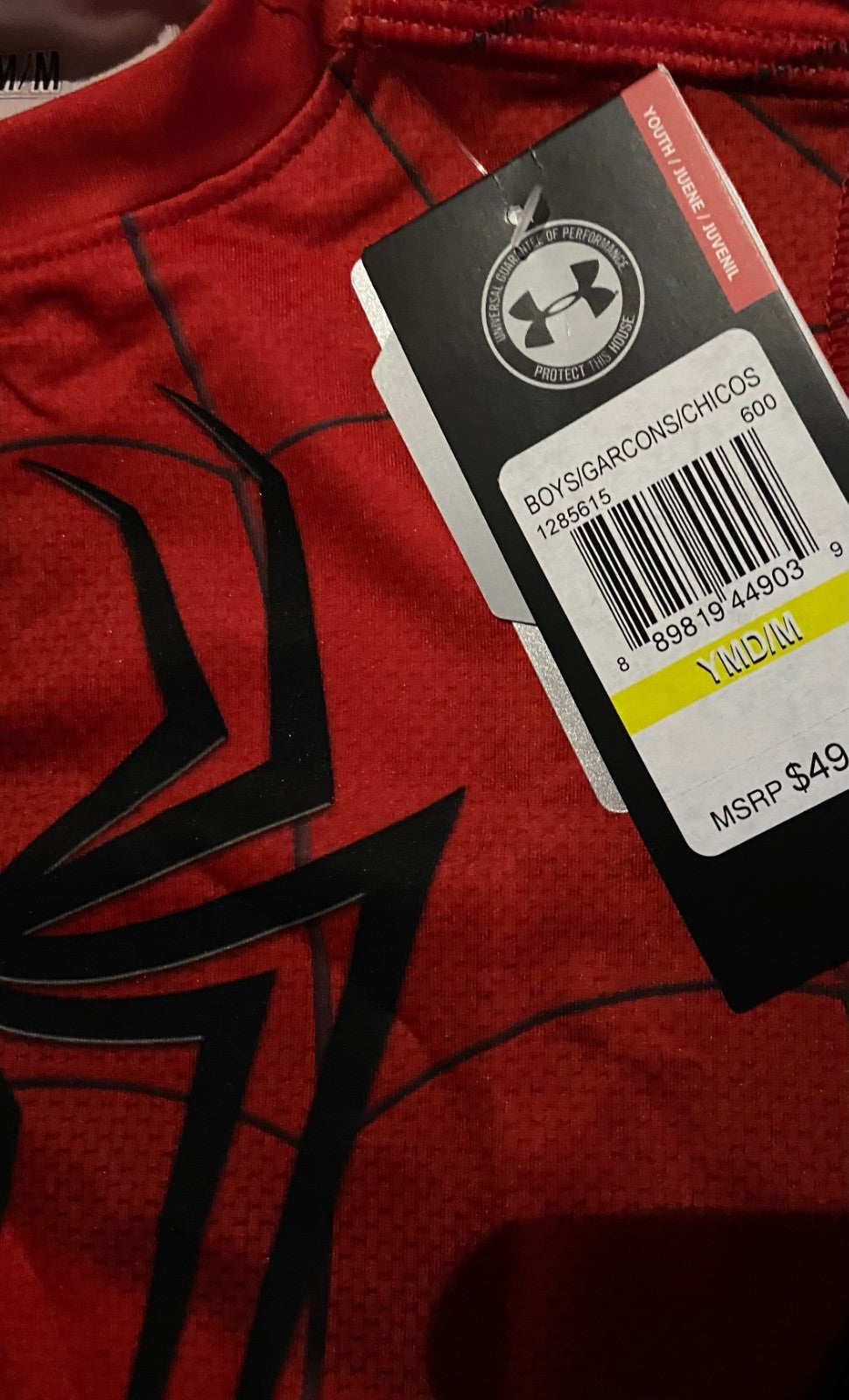 Under Armour Marvel Spider-Man Youth Tshirt HeatGear Size Medium New