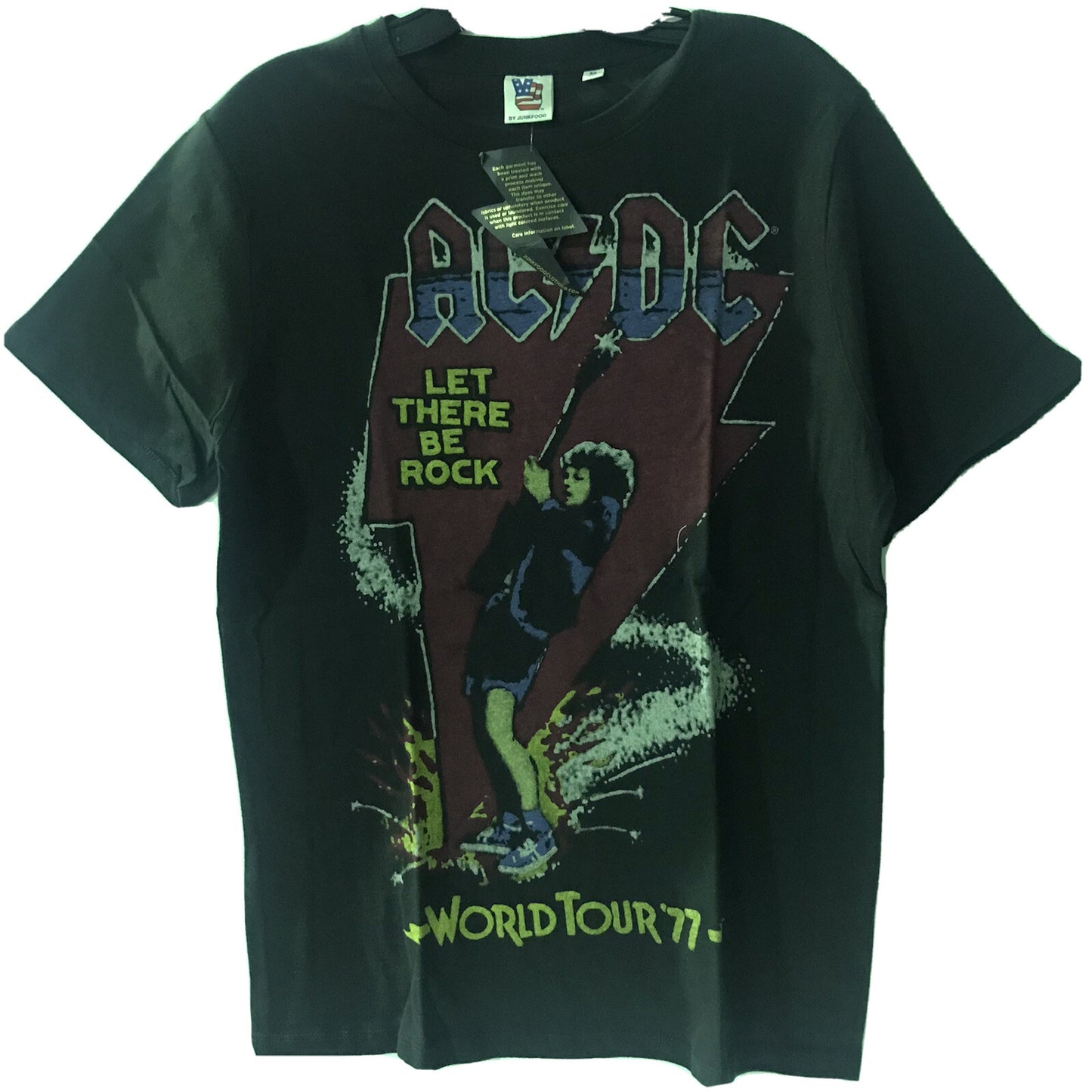 AC/DC "Let There Be Rock" World Tour 1977 Mens Medium Unisex T-Shirt -New