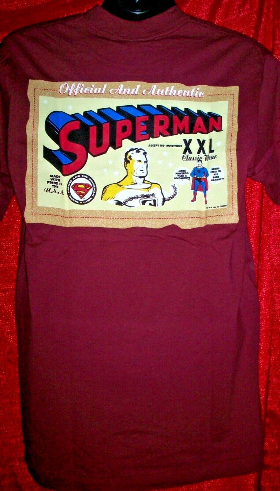 Superman "Truth, Justice & The American Way' Men Large T-Shirt -new, 15+ Yrs Old