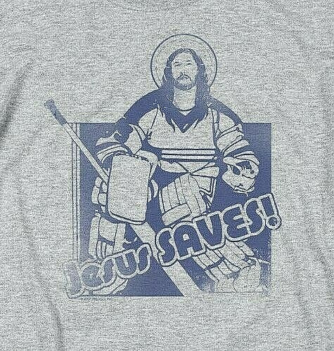 Jesus Save, "Hockey Parody" Mens Adult Mens T-Shirt  -Available Sm to 5x