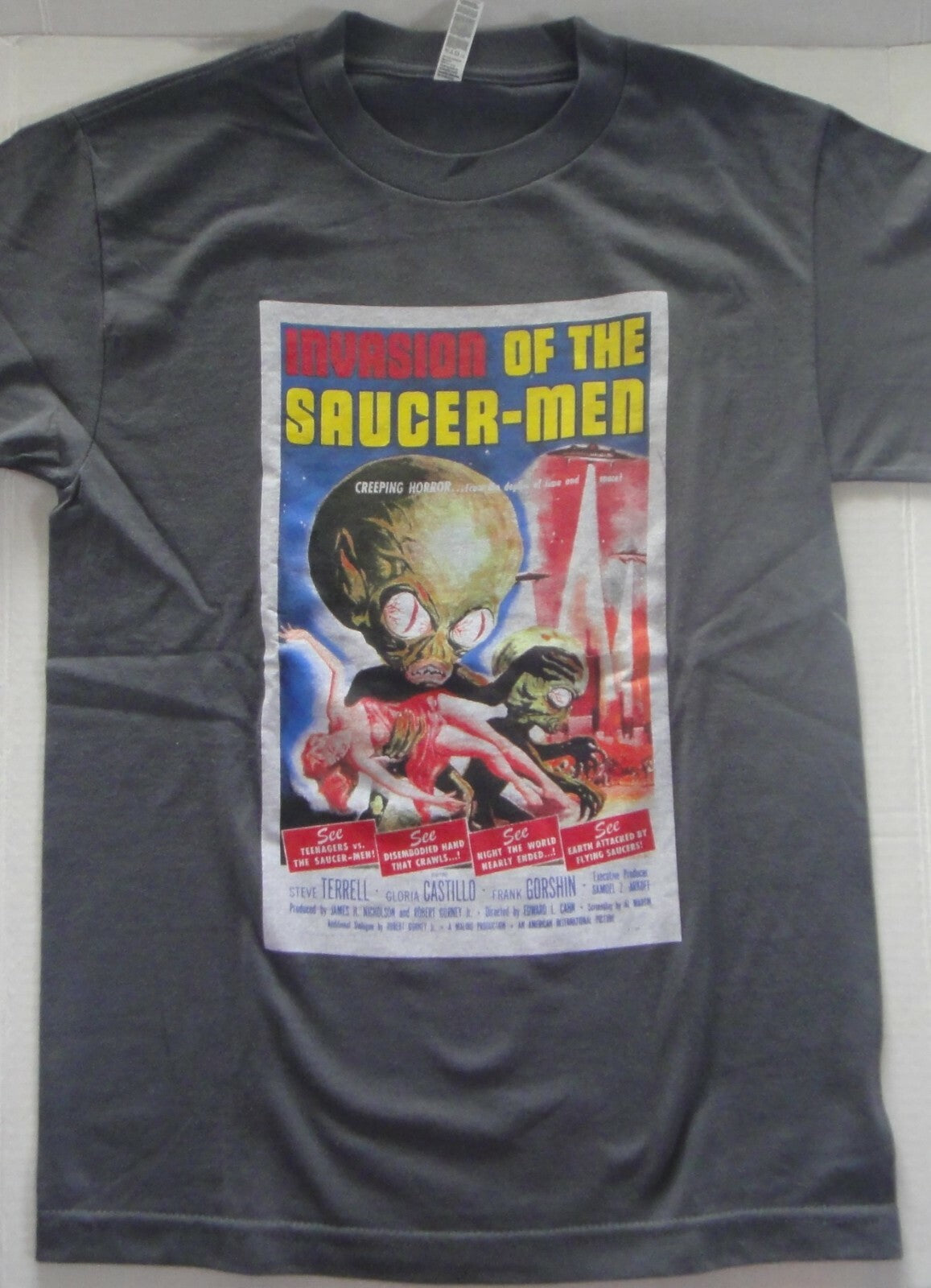 Invasion of the Saucer-Men (Steve Terrel) Mens Grey T-Shirt -Available Sm to 2x