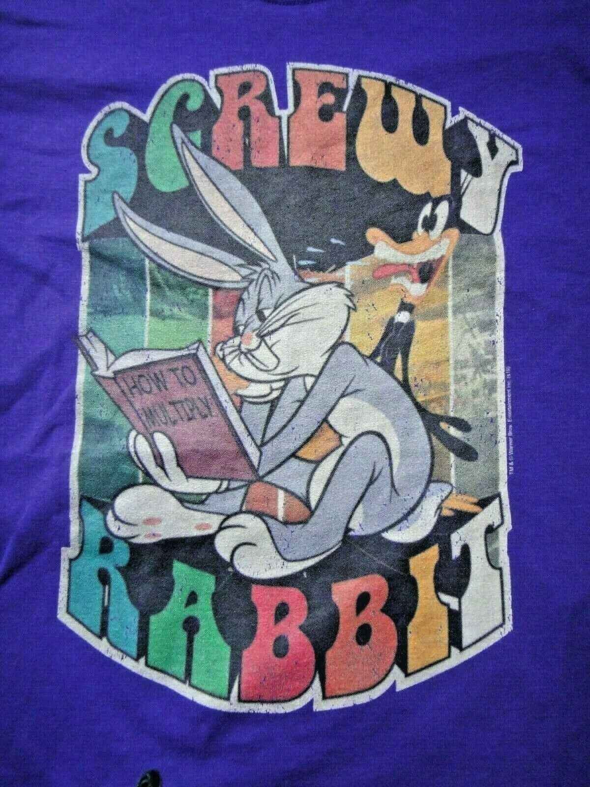 Bugs Bunny "Screwy Rabbit" (Looney Tunes) Mens Medium Purple Unisex T-Shirt -New