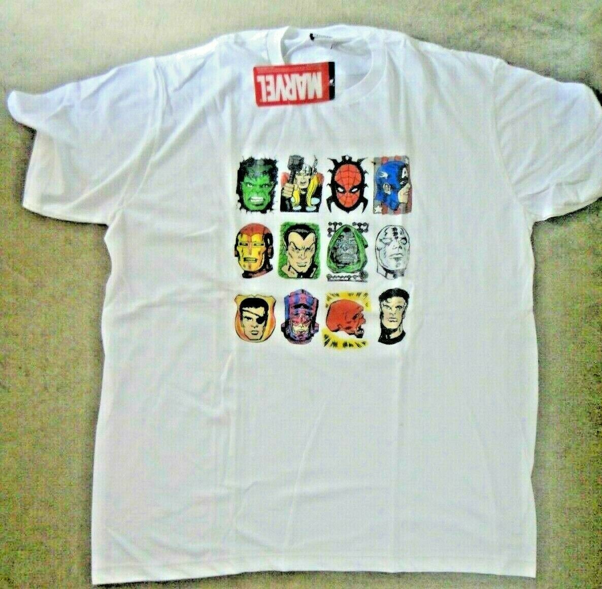 Marvel Classic Super Hero Line-up (Faces) Mens Large Unisex T-Shirt -new