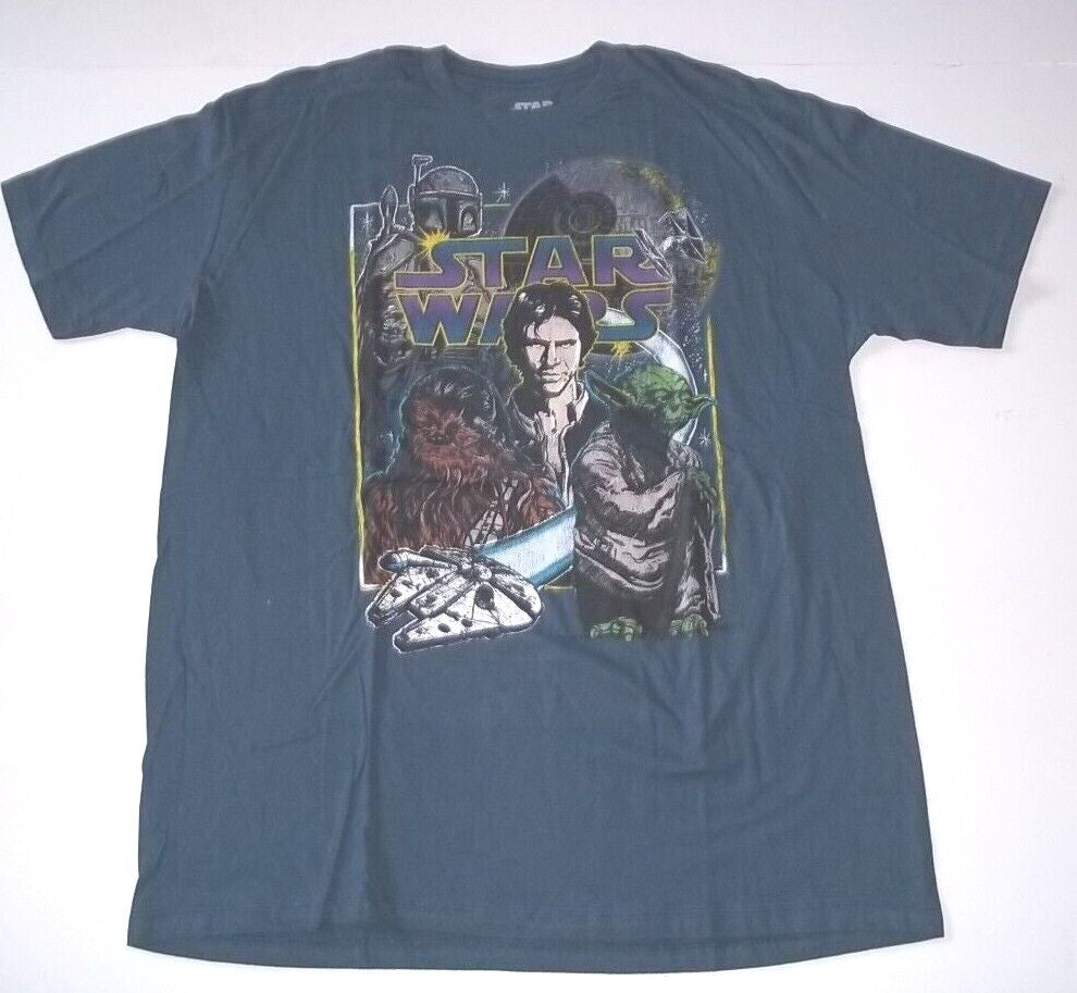 Star Wars Han Solo, Chewbacca, Yoda XXL  Adult Unisex T-Shirt - New Old Stock
