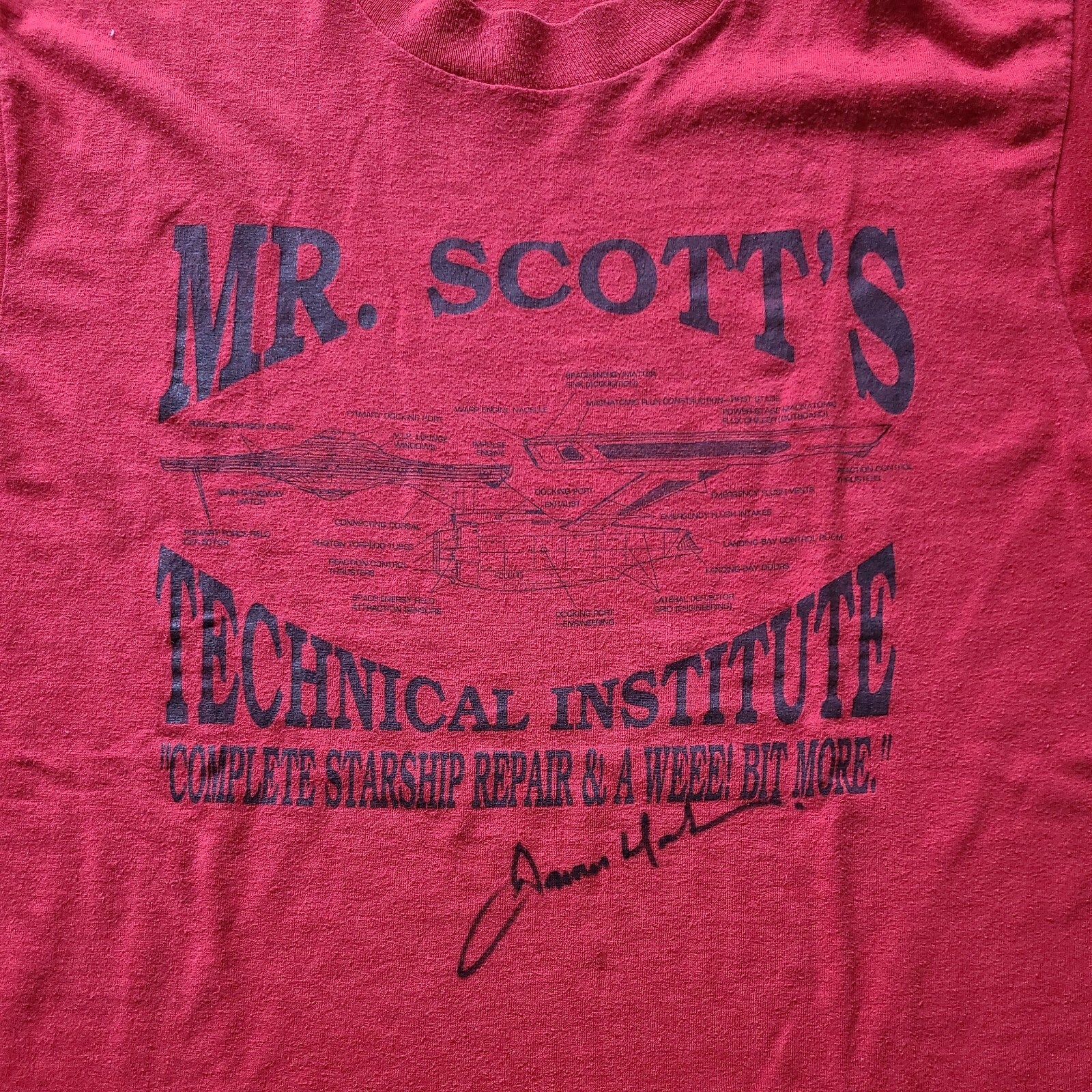 Vintage Star Trek "James Doohan Autographed" Mens Medium Unisex Adult T-Shirt