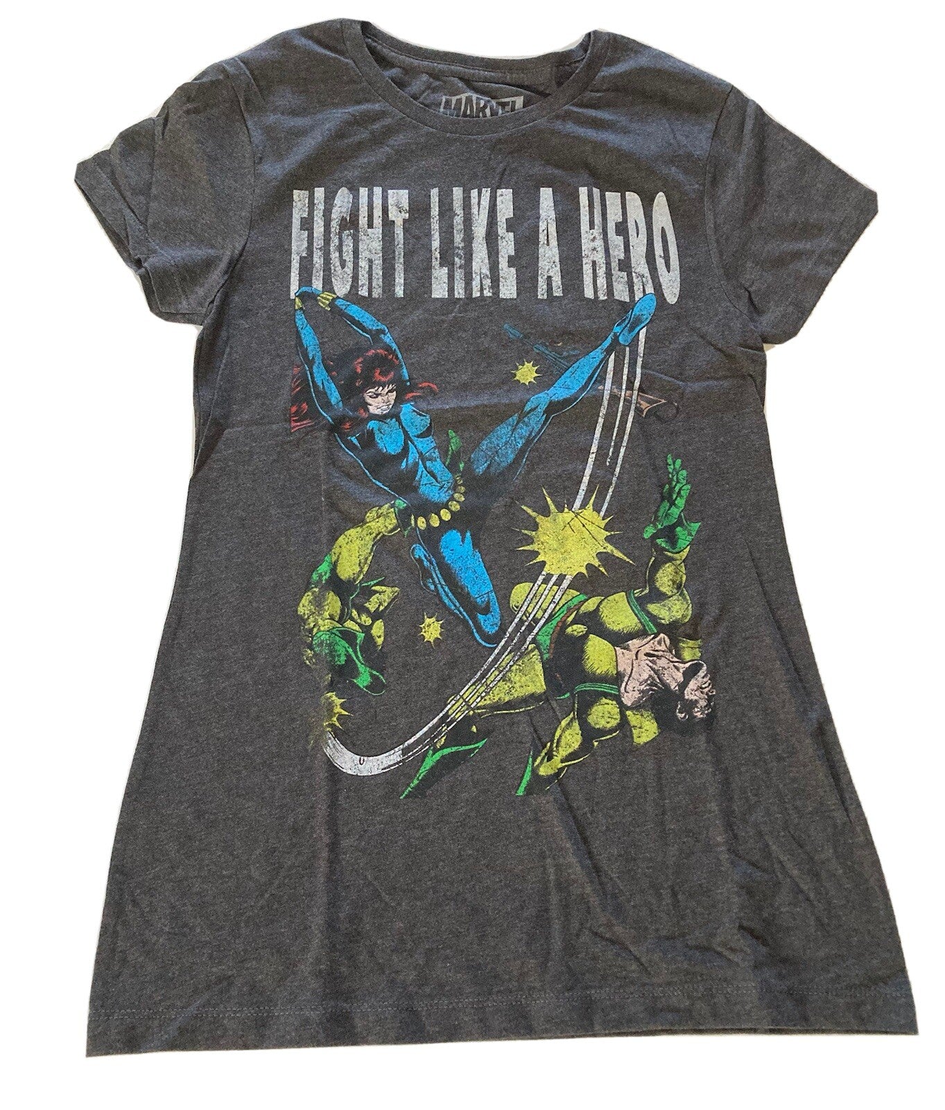 Marvel Comics "Fight Like A Hero" Womens Juniors XL T-Shirt - New old stock