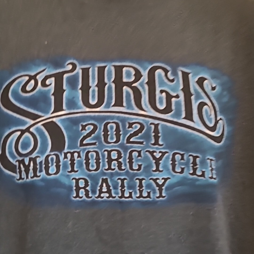 Sturgis 2021 Motorcycle Rally Mens Large Double-Sided T-Shirt -excellent