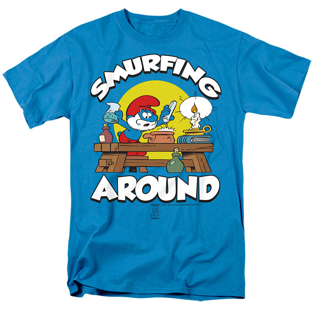 The Smurfs "Smurfing Around"  Mens Unisex T-Shirt Available Sm to 3x -New