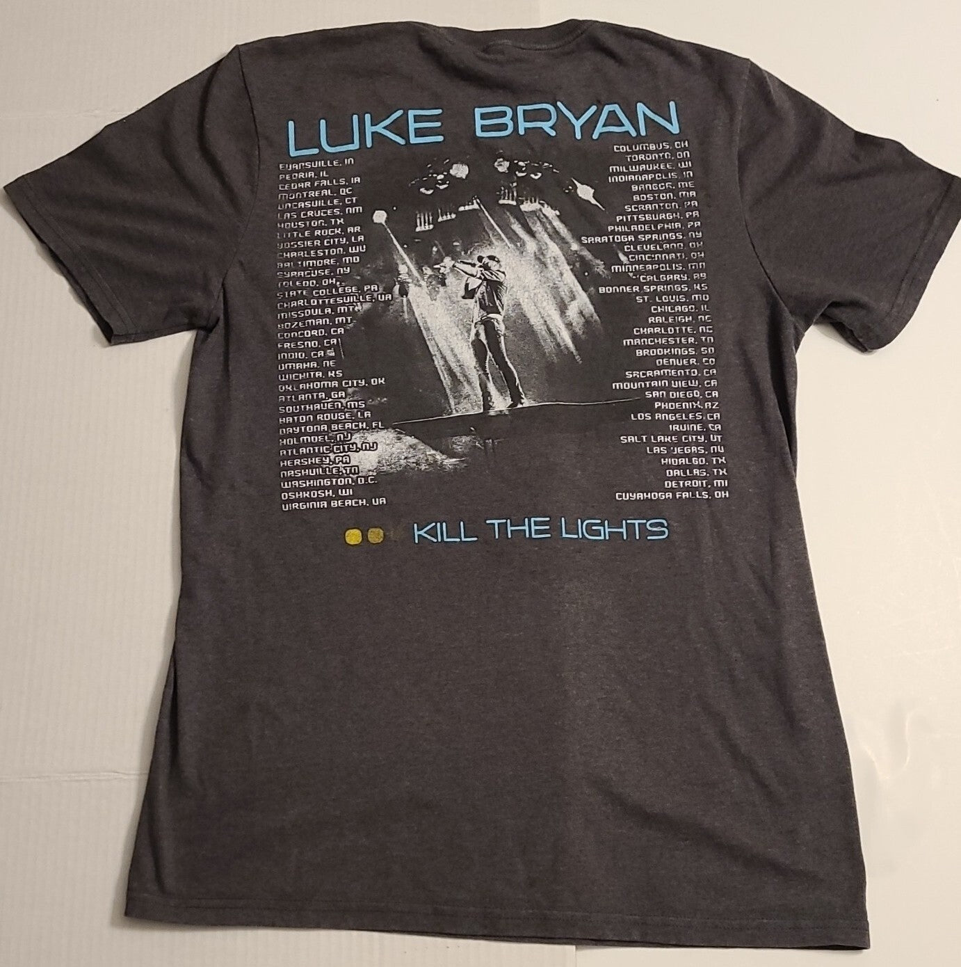 Luke Bryan, 'Kill The Lights, 2016 Tour Men Small Double-Sided Concert T-shirt