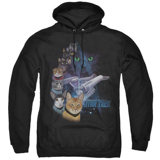 Star Trek Cats (Feline Galaxy Cast) Mens Pull Over Hoodie, Available Sm to 5x
