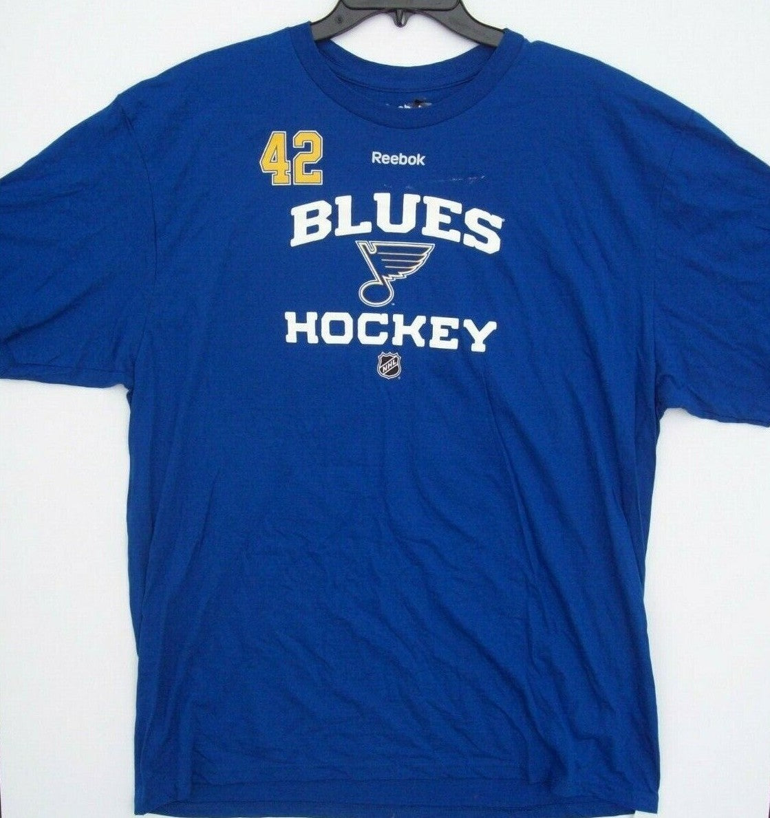 NHL St. Louis Blues #42 Backes Mens XL Reebok Unisex T-Shirt - New