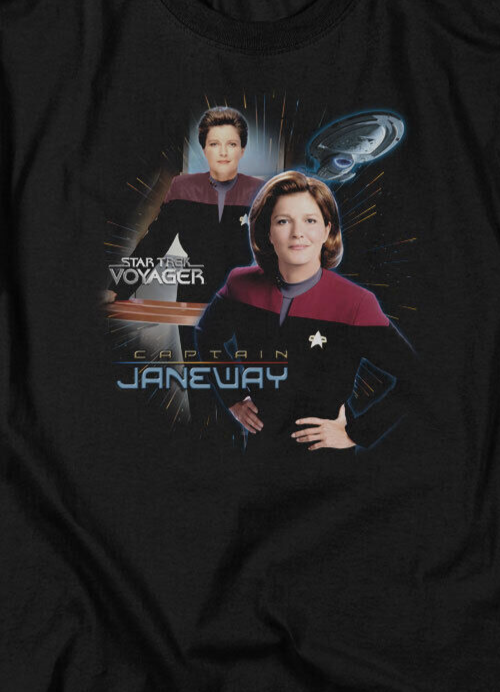 Star Trek" Voyager "Captain Kathern Janeway" Mens T-Shirt, Available Sm to 5x