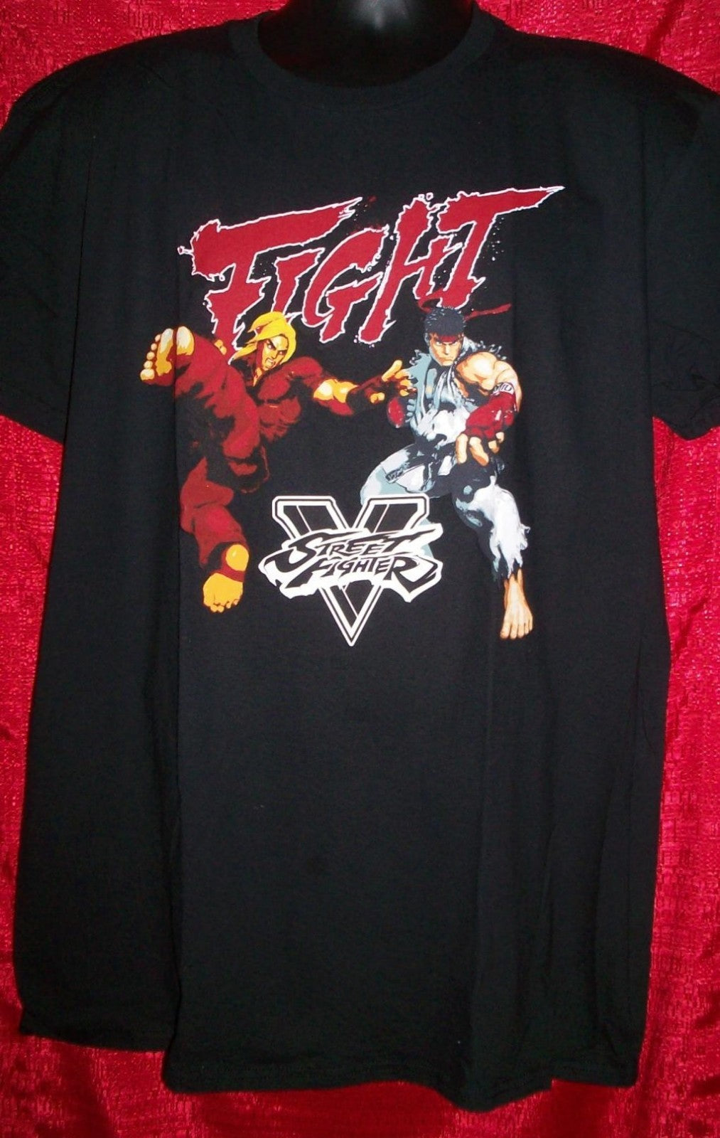 Street Fighter V "Fight" RYU vs. KEN Mens Lg Unisex T-Shirt - NOS
