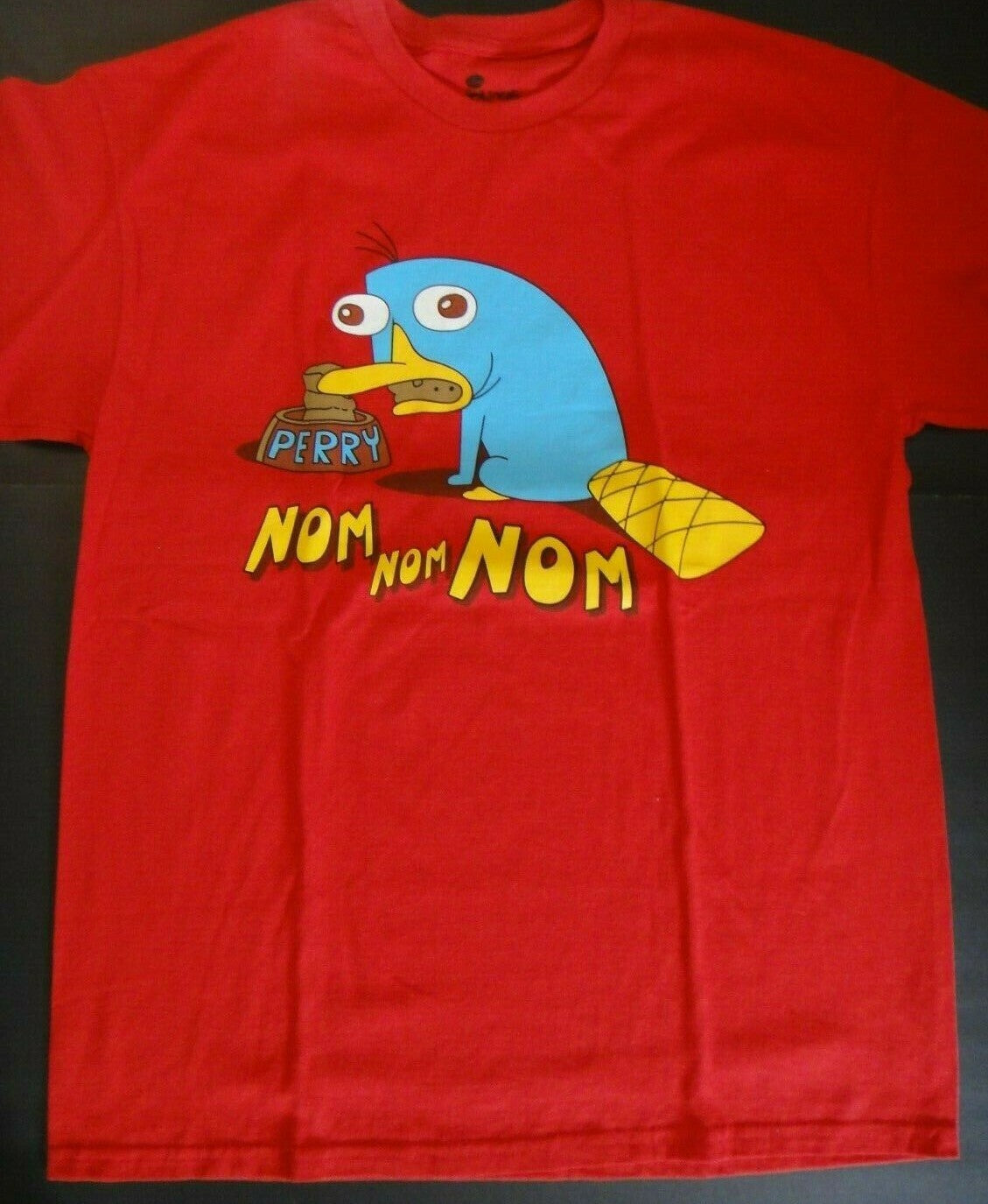 Phineas and Ferb Nom Nom Nom - L Adult Unisex T-Shirt - NOS