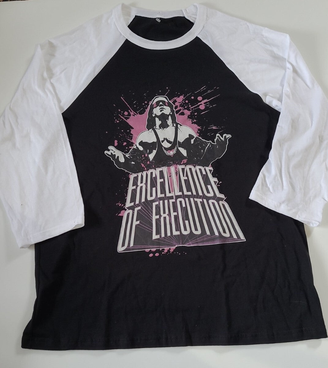 Bret Hart "Excellence in Execution" Mens Medium 3/4 Sleeve T-Shirt -Excellent