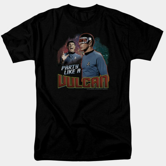 Star Trek, Spock "Party like a Vulcan" Mens Unisex T-Shirt - Available Sm to 5x