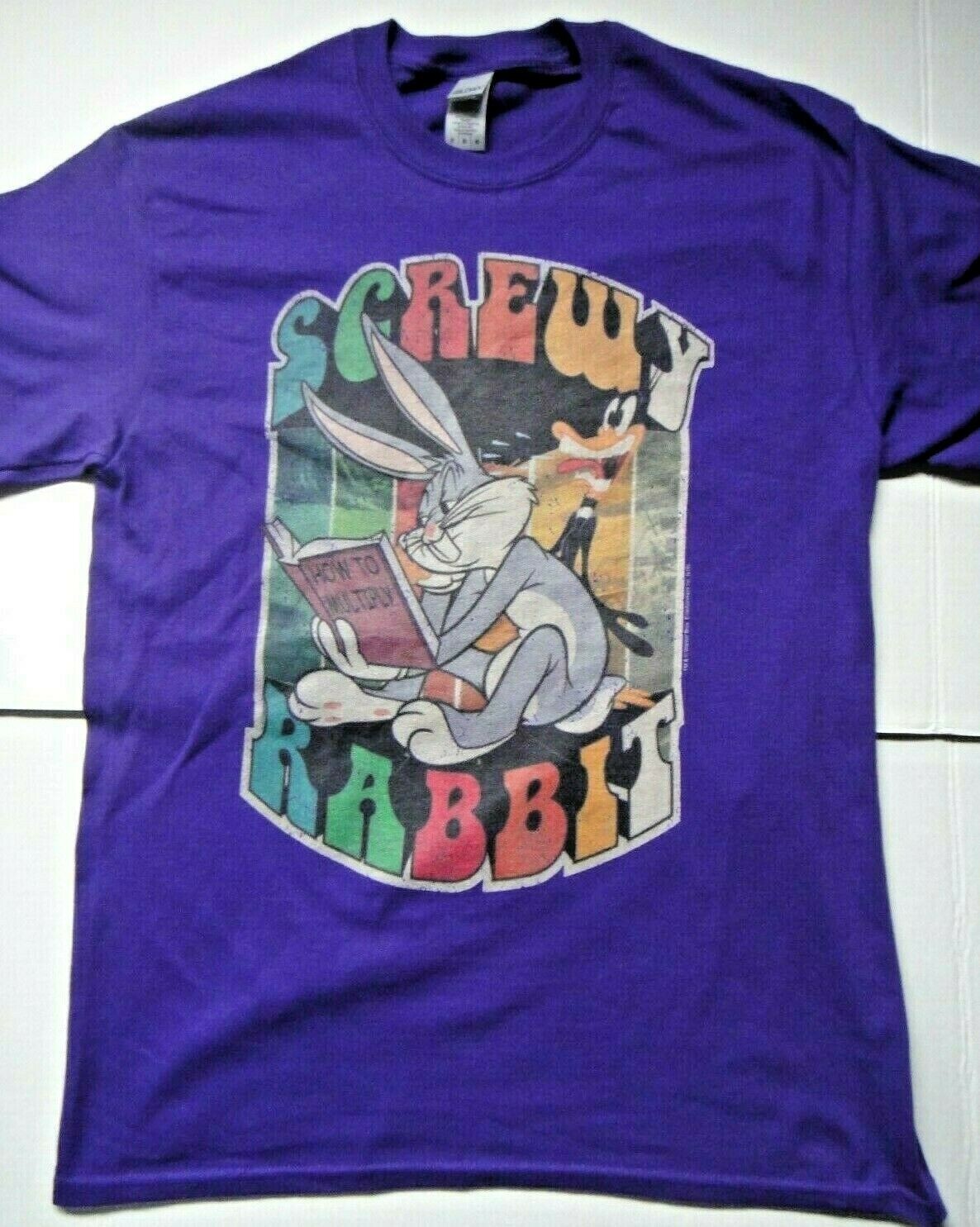 Bugs Bunny "Screwy Rabbit" (Looney Tunes) Mens Medium Purple Unisex T-Shirt -New