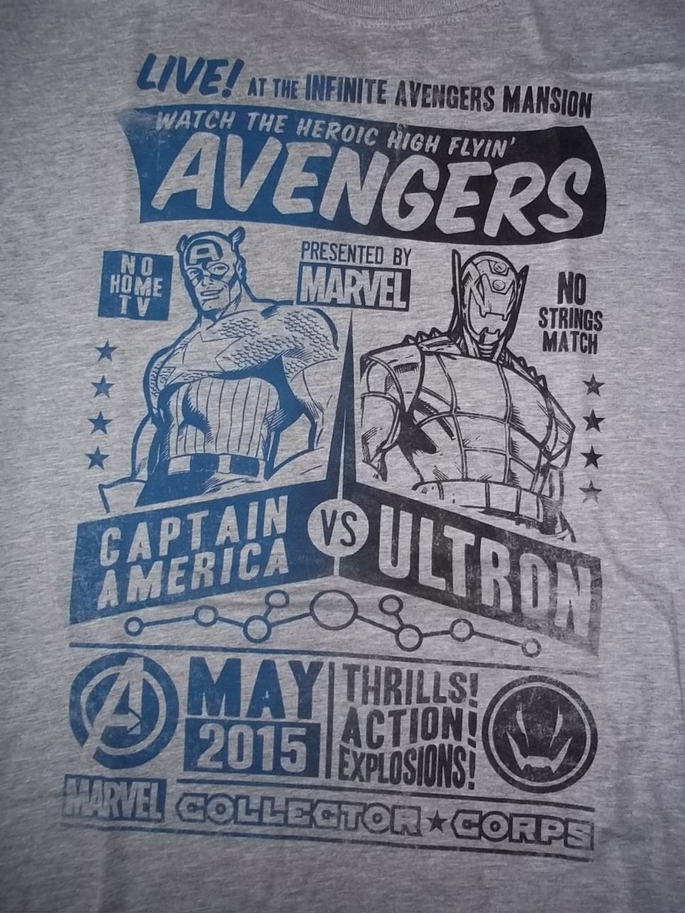 Avengers Captain America VS Ultron Mens Unisex 2XL T-Shirt - New