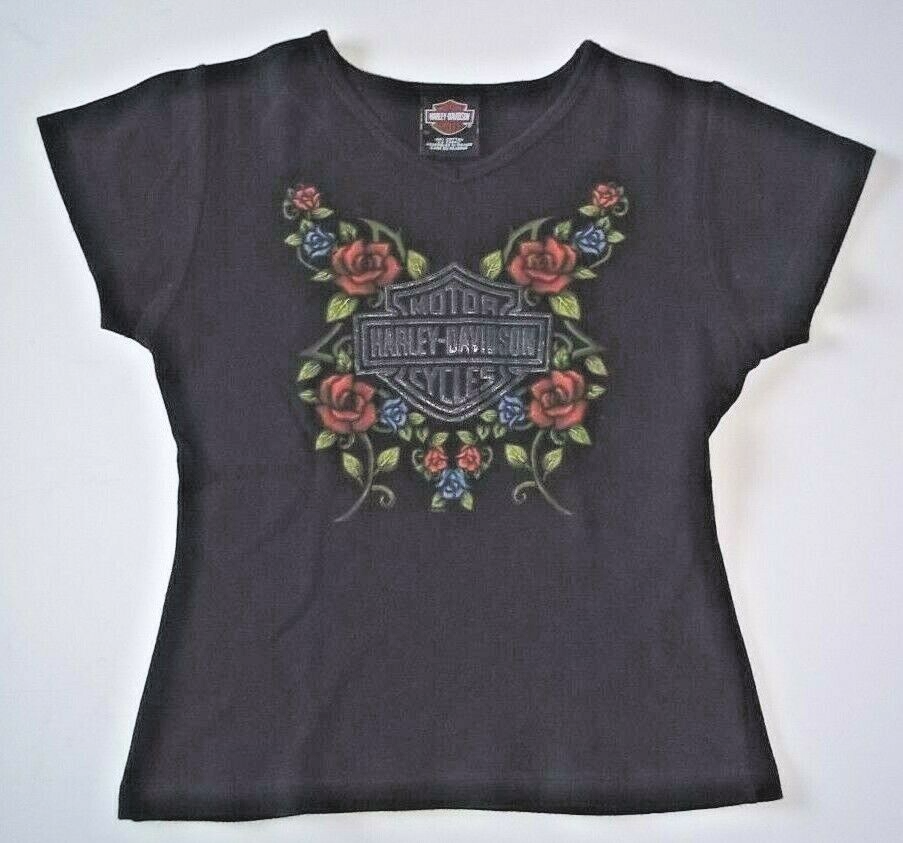 Harley-Davidson Buffalo, NY, Ladies Medium V-Neck T-shirt -Excellent Condiiton.