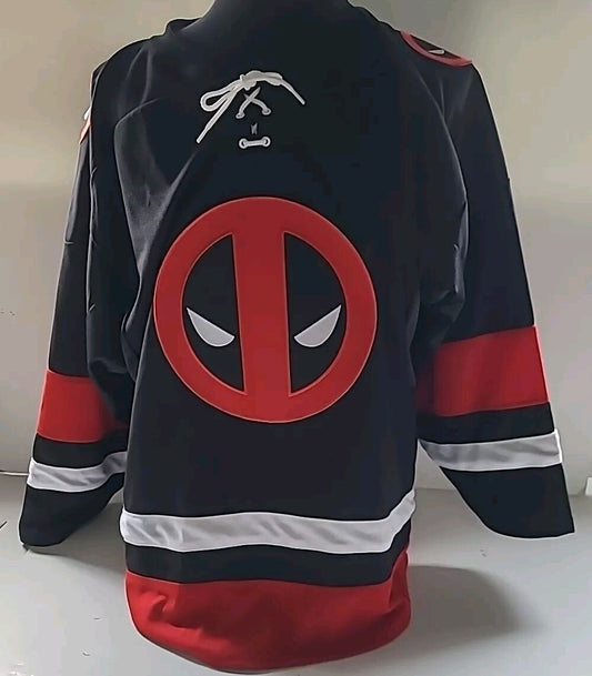 Marvel Deadpool Logo Pro Model Mens Hockey Jersey -Available sm to 3x New