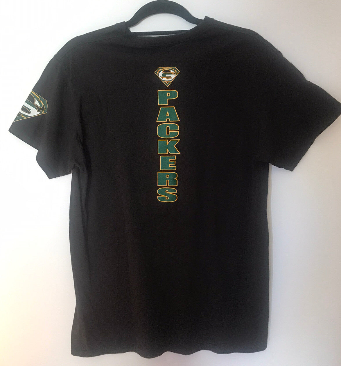 NFL Green Bay Packers "Superman" logo Double-sided Men's Small Unisex T-Shirt