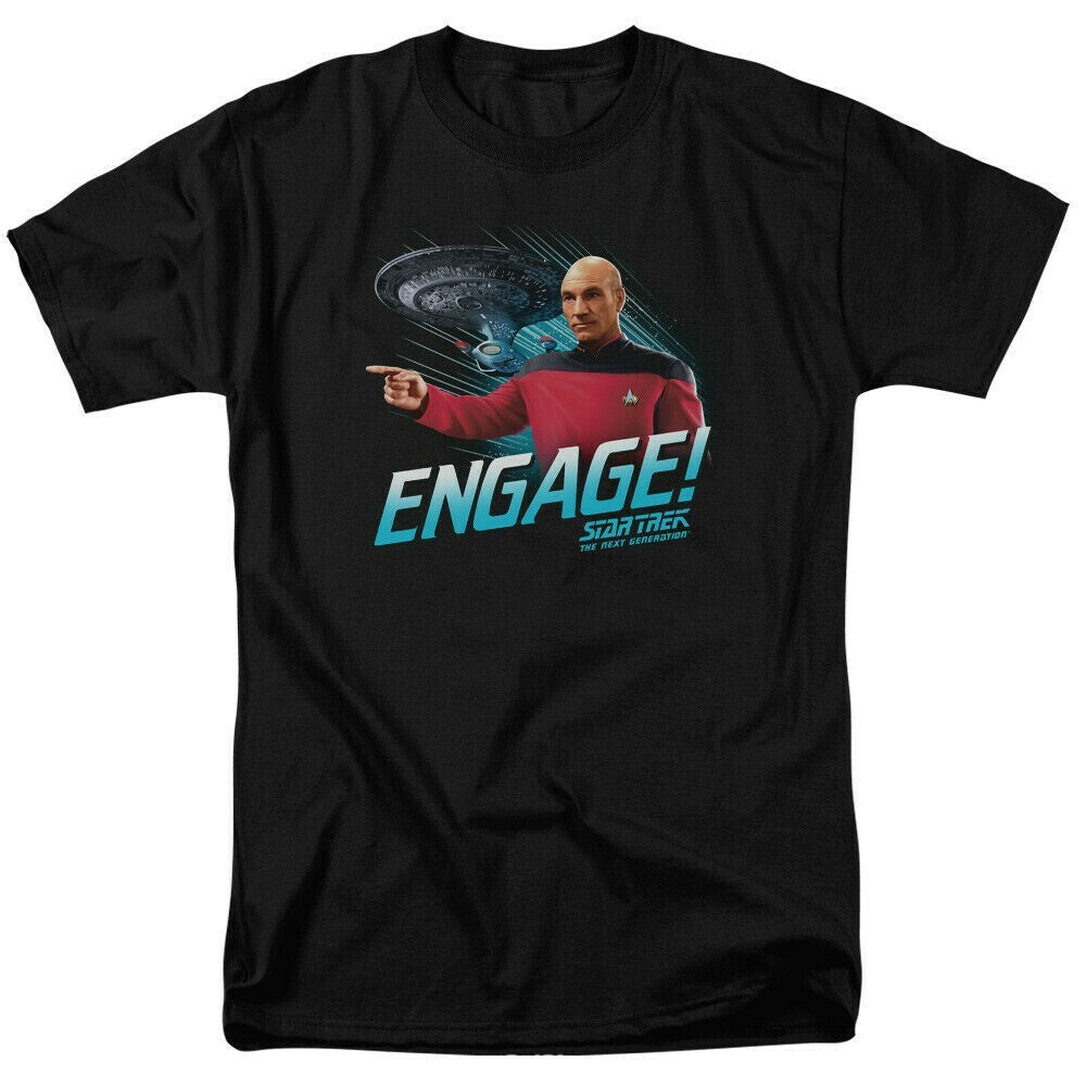Star Trek: The Next Generation, Picard "Engage" Mens T-Shirt. Available Sm to 5x