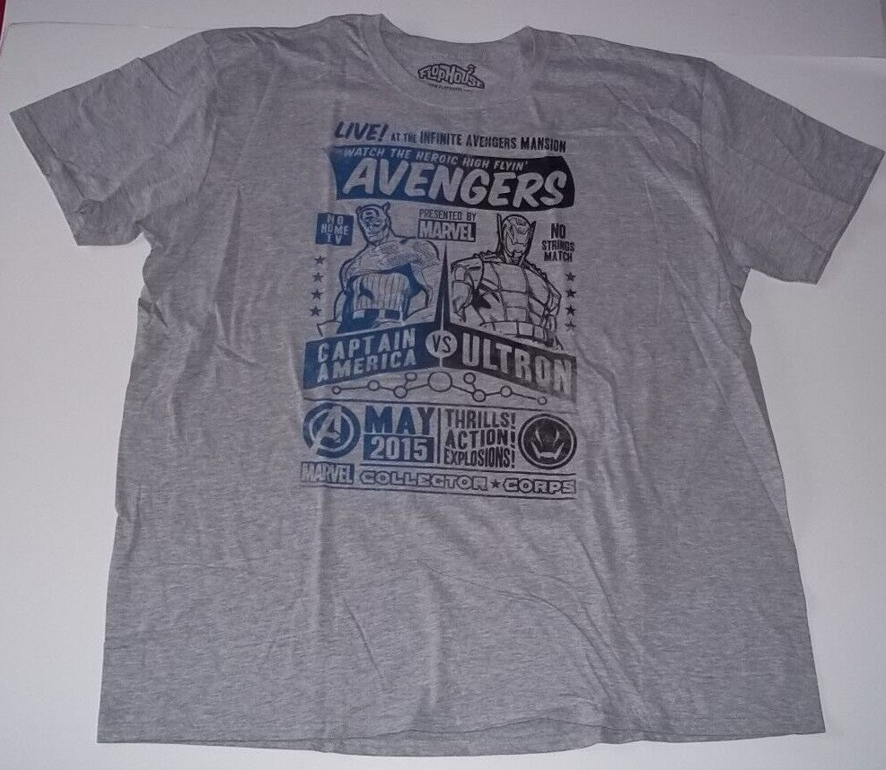 Avengers Captain America VS Ultron Mens Unisex 2XL T-Shirt - New