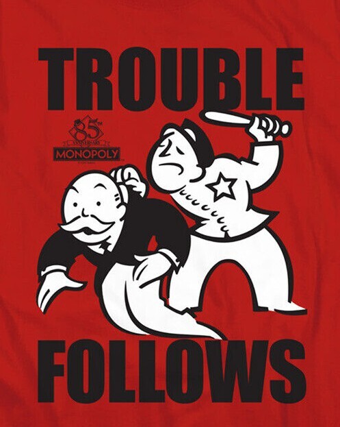 Monopoly "Trouble...Go to Jail" Mens Unisex T-Shirt, Available Sm to 5x -new