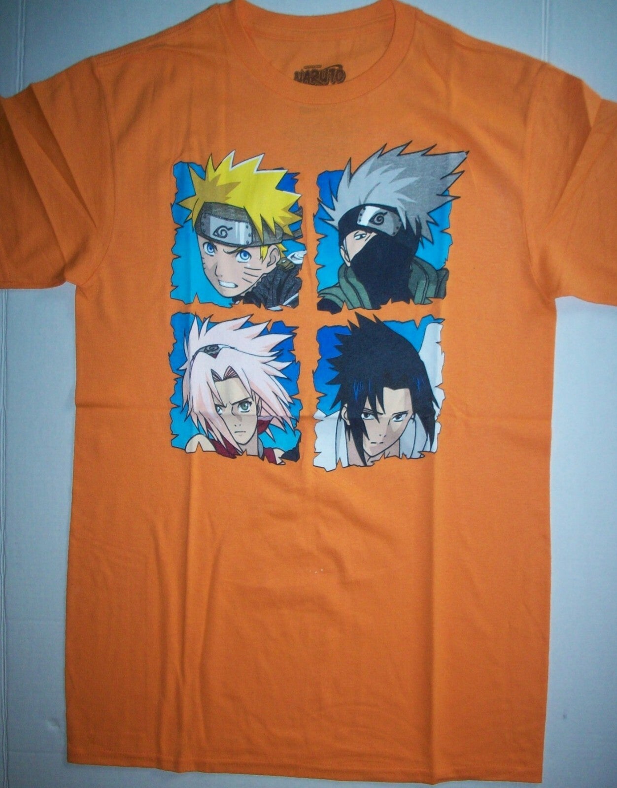 Naruto Shippuden 4 Faces Japanese Anime Mens Adult T-shirt.  Available Sm to 2x