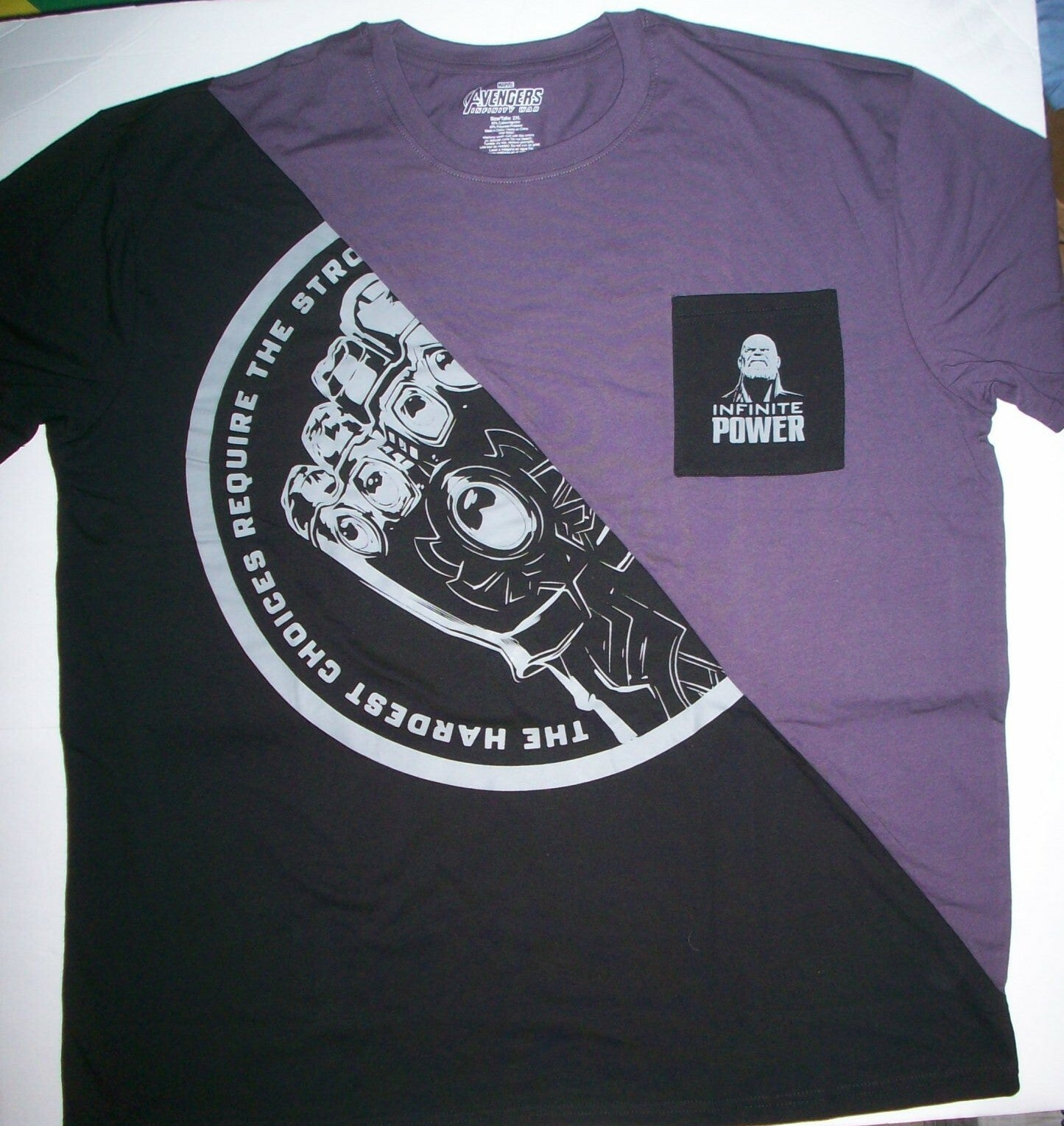 Marvel Infinity War Thanos 2-Tone Premium Pocket T-Shirt - Available Small - 3X