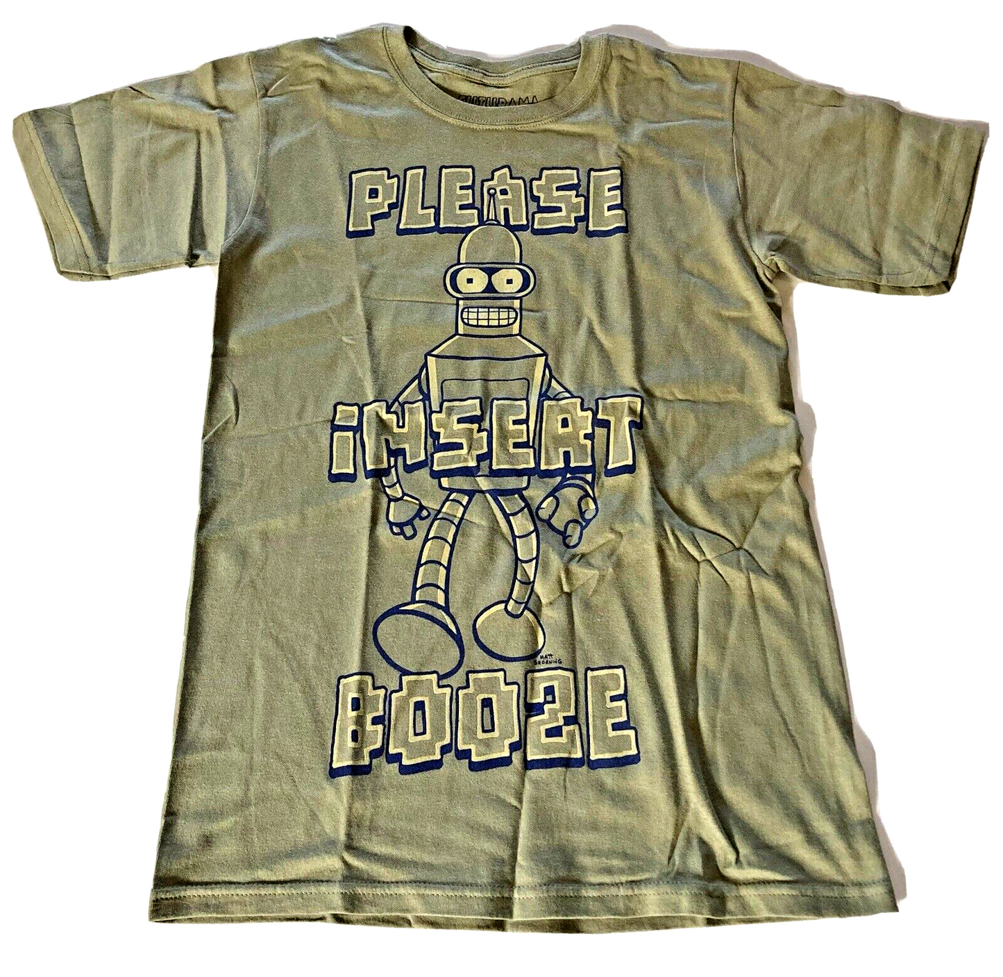 Futurama, Bender "Please Insert Booze" Mens Small Unisex T-Shirt - New old stock