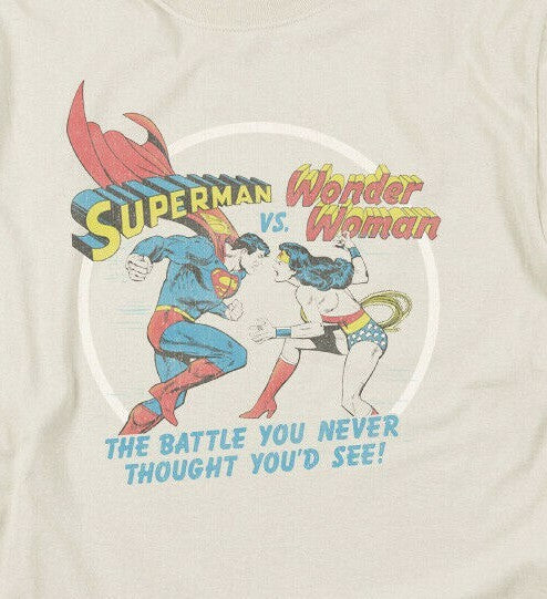 Superman vs. Wonder Woman "Battle of the Sexes" Mens T-shirt -Available Sm to 5x