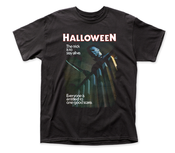 Halloween "The Trick is to Stay Alive" Poster Men Unisex T-Shirt, Choice Sm   5x