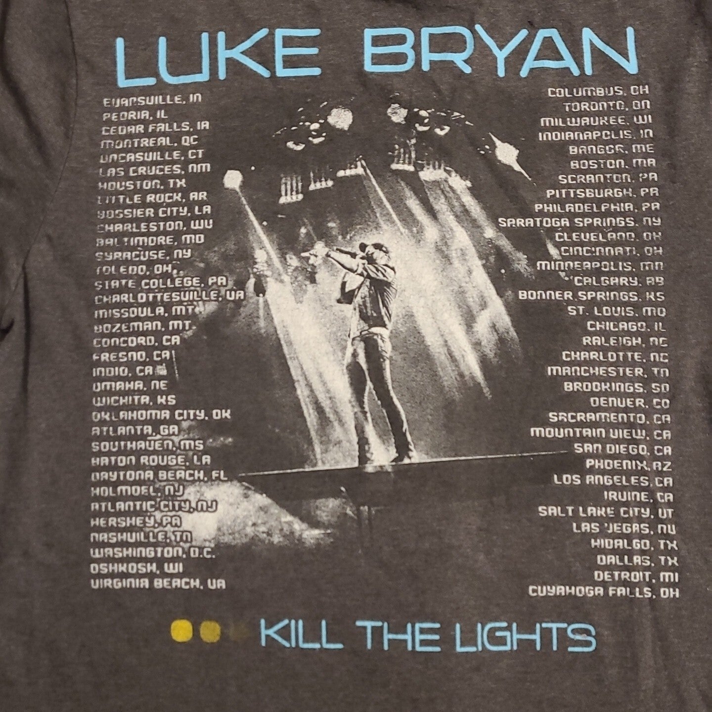 Luke Bryan, 'Kill The Lights, 2016 Tour Men Small Double-Sided Concert T-shirt