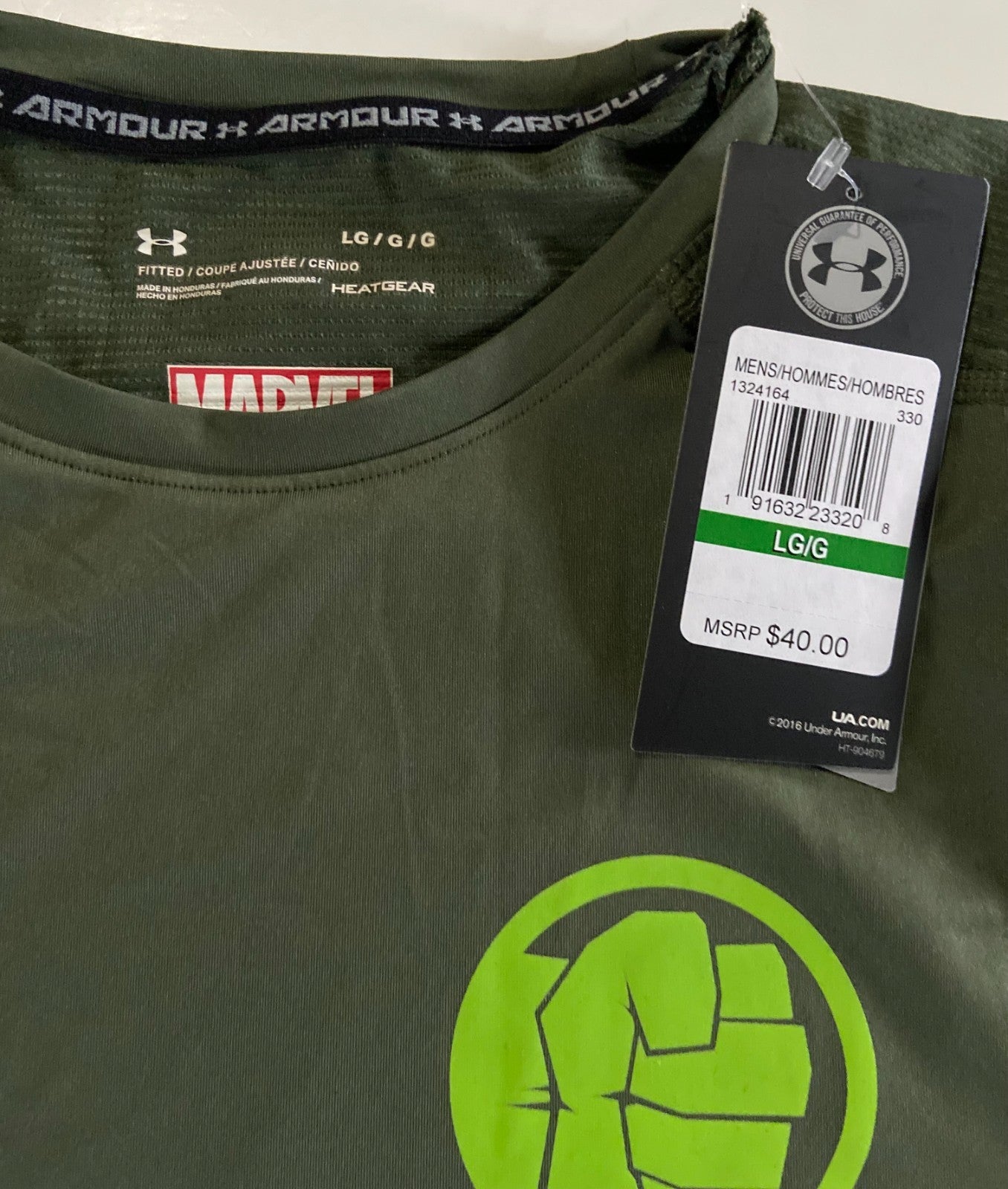 Under Armour HeatGear  Men's Marvel The Hulk T- Shirt New   Size Large