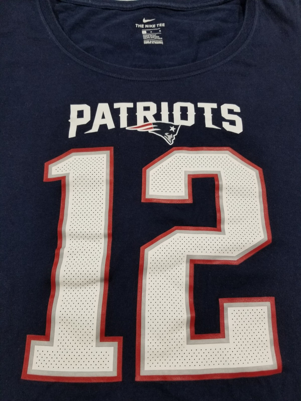 NFL New England Patriots #12 Tom Brady, Football, Nike, Women's Large, T-Shirt