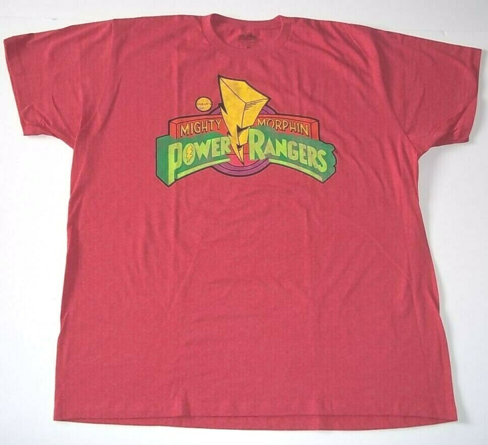 Mighty Morphin Power Rangers Logo  Adult Unisex T-Shirt - Small & 2x -new