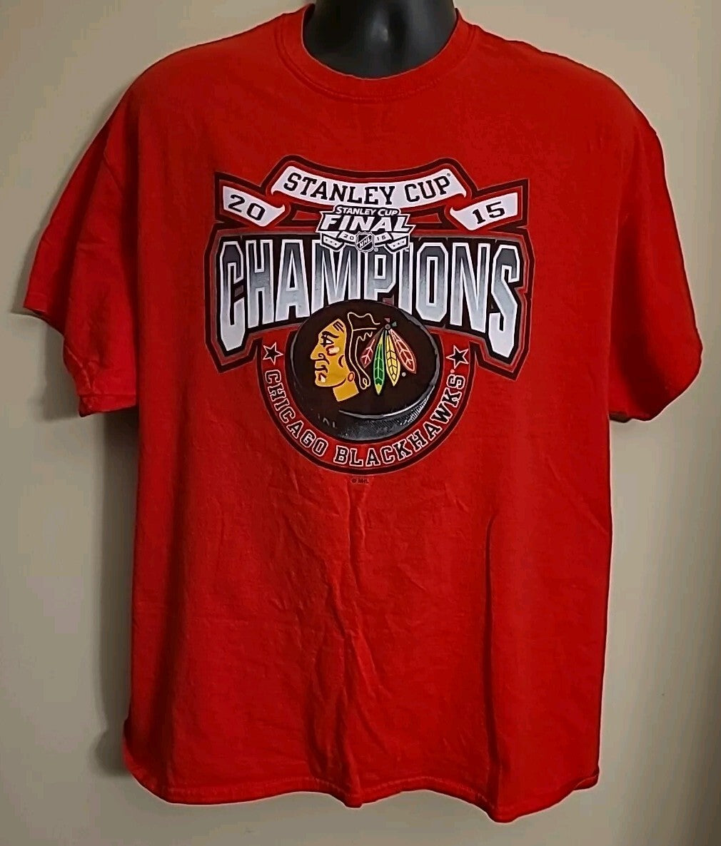 NHL Chicago Blackhawks 2015 Stanley Cup Champions Mens xL T-shirt -New