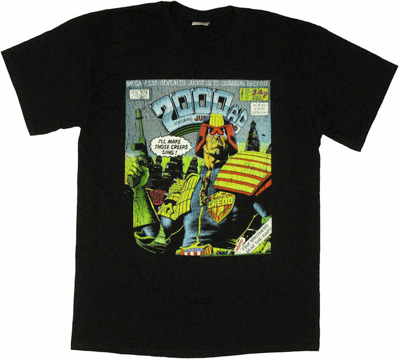 Judge Dredd 2000 AD Comic Book  Mens T-shirt - Available Sm & 2x