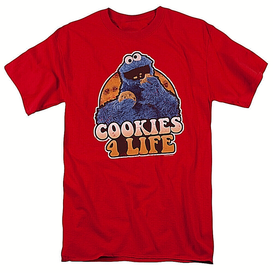 Sesame Street "Cookies 4 Life" Mens Unisex T-Shirt, Available Sm to 4x -New