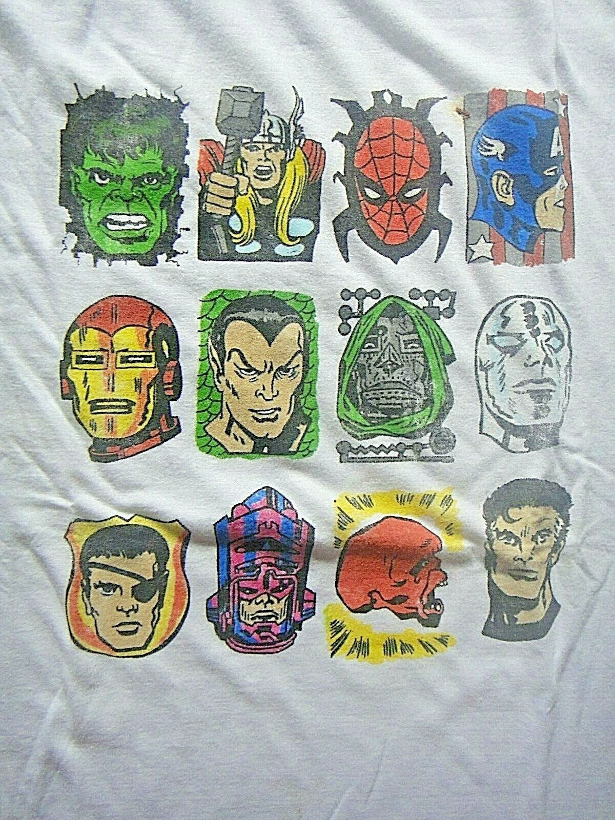 Marvel Classic Super Hero Line-up (Faces) Mens Large Unisex T-Shirt -new