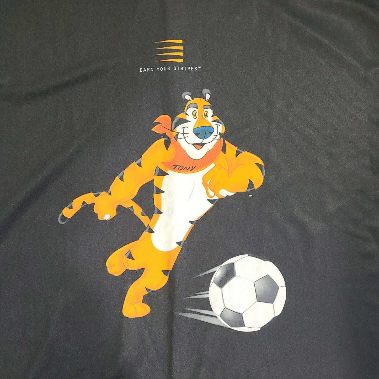 Kellogg, Tony the Tiger "Earn Your Stripes" 2008 Mens xL Soccer Jersey/T-shirt