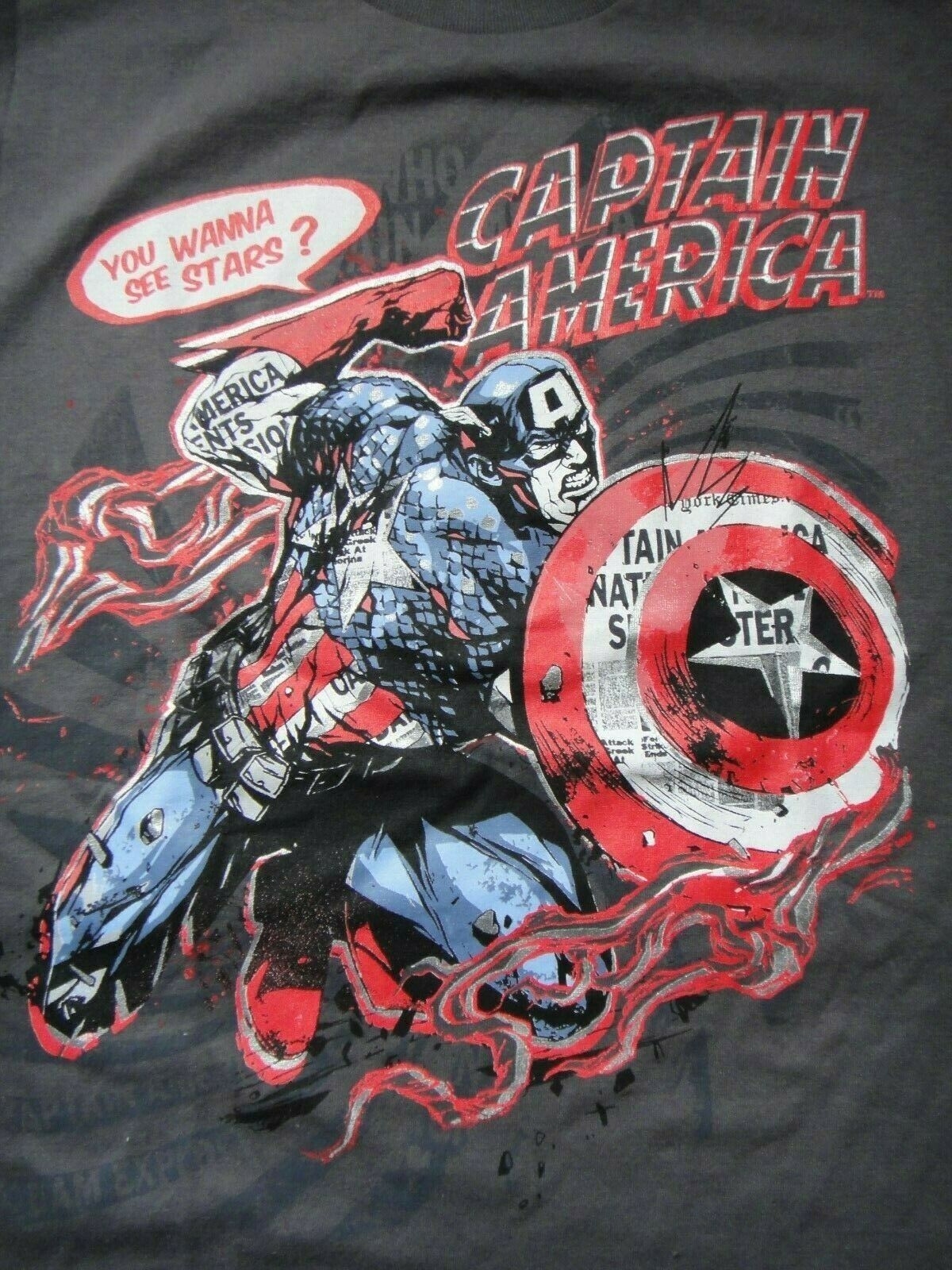 Captain America "You Wanna See Stars?" Mens Adult Medium Unisex T-Shirt - New